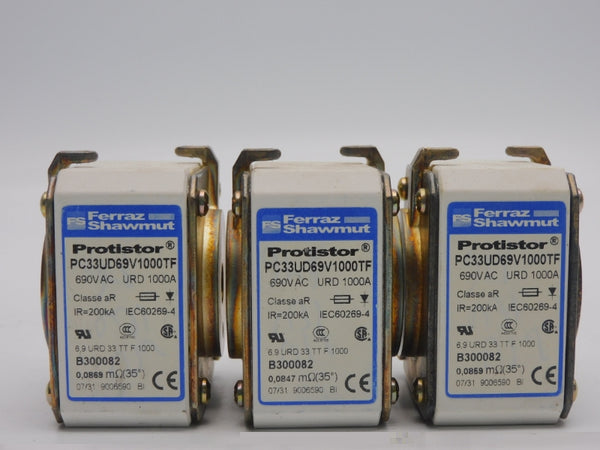 FERRAZ SHAWMUT PC33UD69V1000TF B300082C 690VAC 1000A (PKG OF 3) NSMP