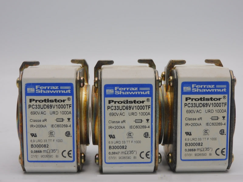 FERRAZ SHAWMUT PC33UD69V1000TF B300082C 690VAC 1000A (PKG OF 3) NSMP