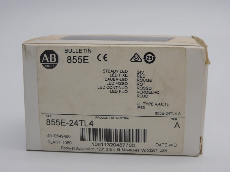 ALLEN BRADLEY 855E-24TL4 SER. A 24V (NO BULB) (WH) NSMP