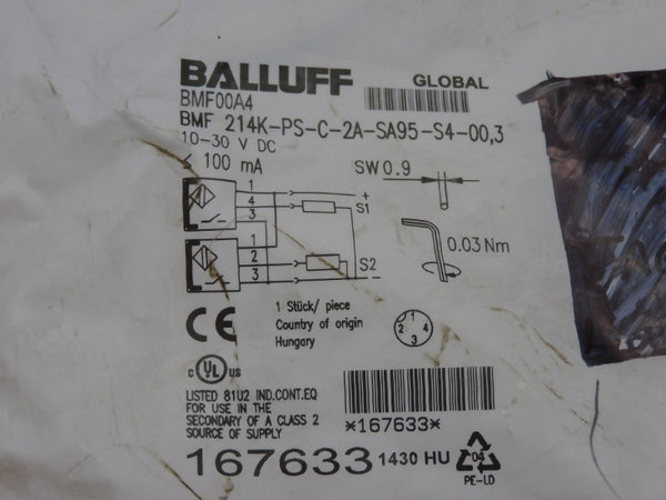 BALLUFF BMF214KPS-C-2A-SA95-S4-00.3 BMF00A4 10-30VDC NSMP