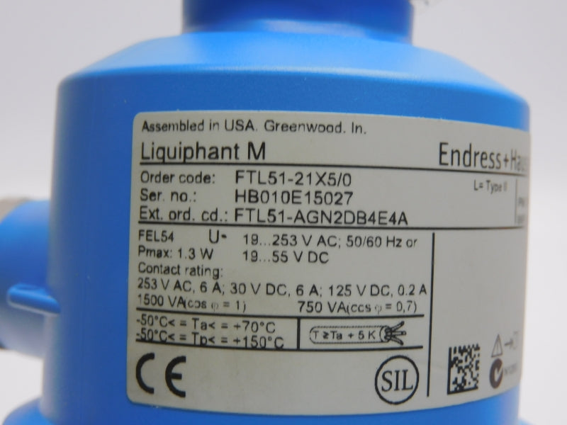 ENDRESS+HAUSER FTL51-21X5/0 FTL51-AGN2DB4E4A 253VAC 6A NSNP