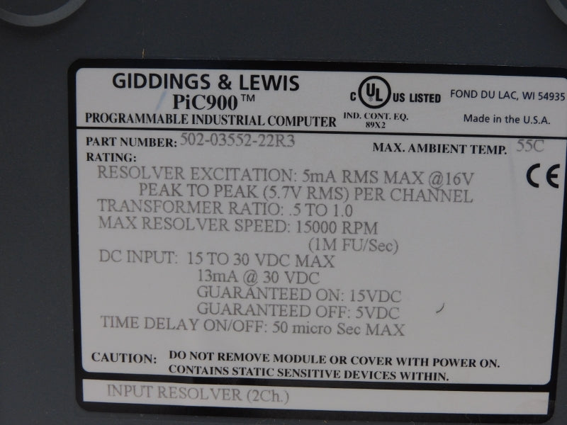 GIDDINGS&LEWIS M.1016.8951 502-03552-22R3 30VDC NSMP
