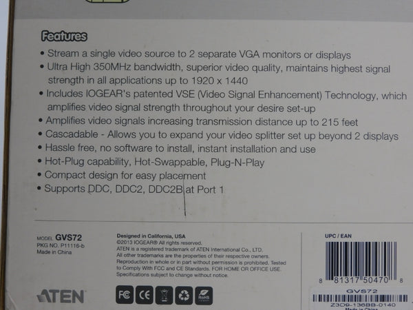 IOGEAR GVS72 9VDC NSMP