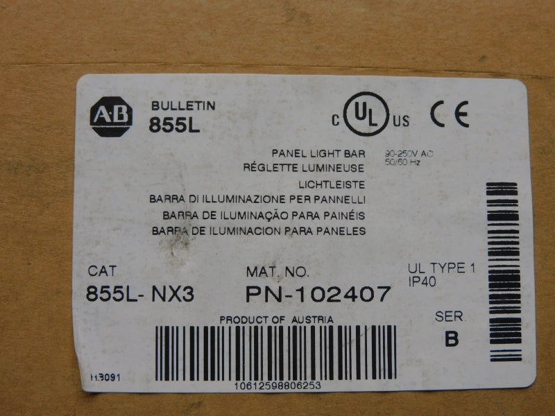 ALLEN BRADLEY 855L-NX3 SER. B 90-250VAC (BR/WH) NSFS