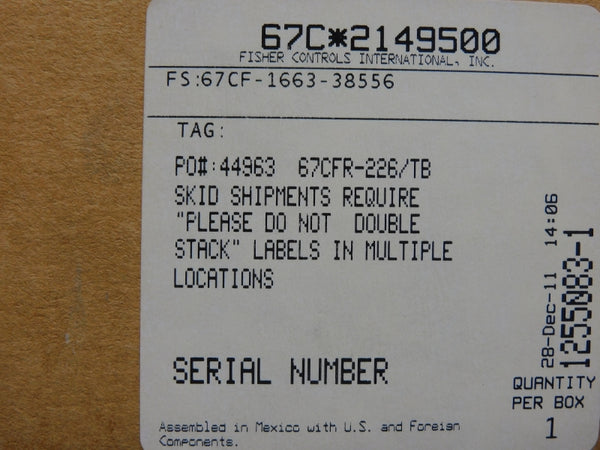 FISHER CONTROLS 67CFR-226/TB 0-125PSI NSMP