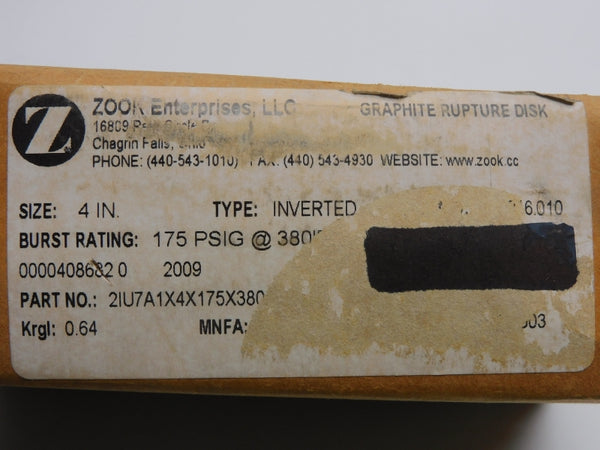 ZOOK ENTERPRISES 2IU7A1X4X175X380 175PSI 4" NSMP