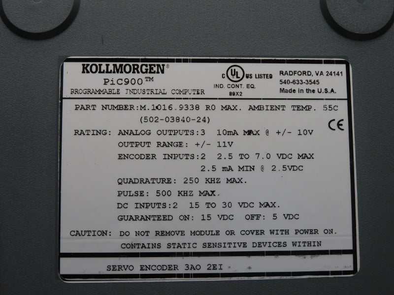 KOLLMORGEN M.1016.9338 502-03840-24 15-30VDC NSMP