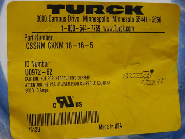 TURCK CSSNMCKNM16-16-5 U0972-62 300V 3A NSMP