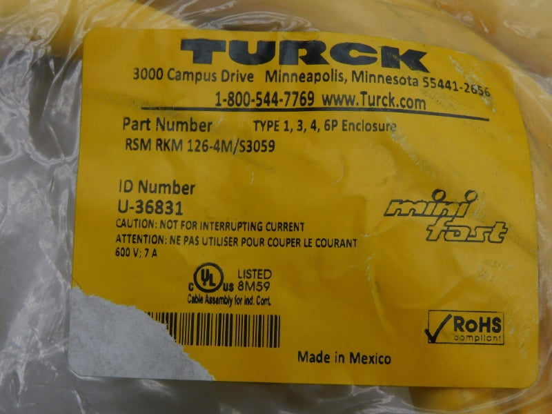 TURCK RSMRKM126-4M/S3059 U-36831 600V 7A NSMP
