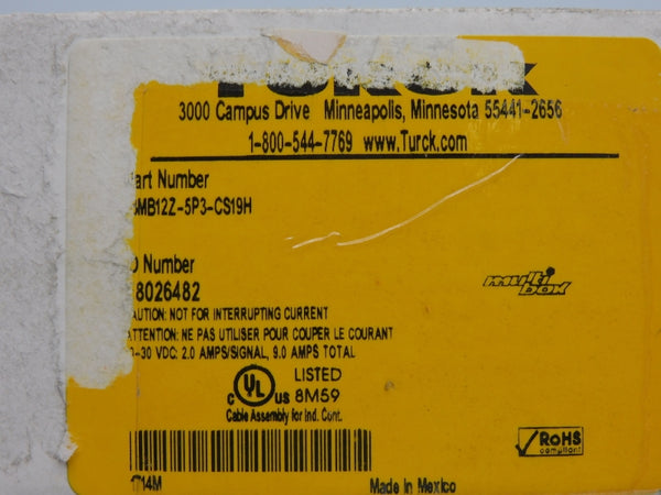 TURCK 8MB12Z-5P3-CS19H E8026482 10-30VDC 9.0A NSMP