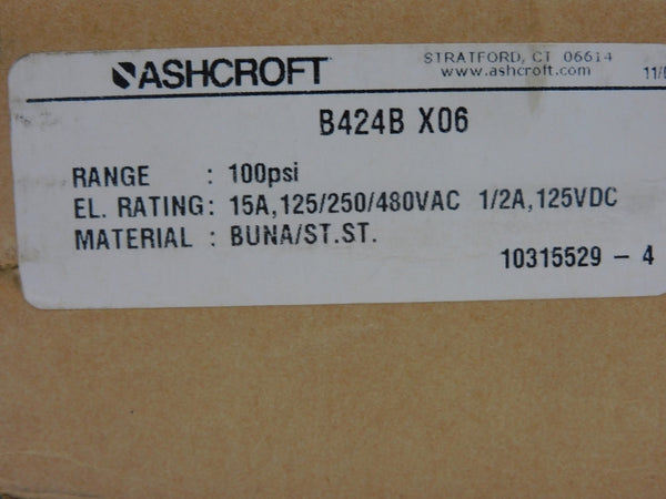 ASHCROFT B424BX06 480VAC 15A 100PSI NSMP