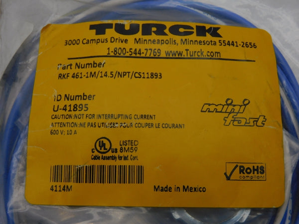 TURCK RKF461-1M/14.5/NPT/CS11893 U-41895 600V 10A NSMP