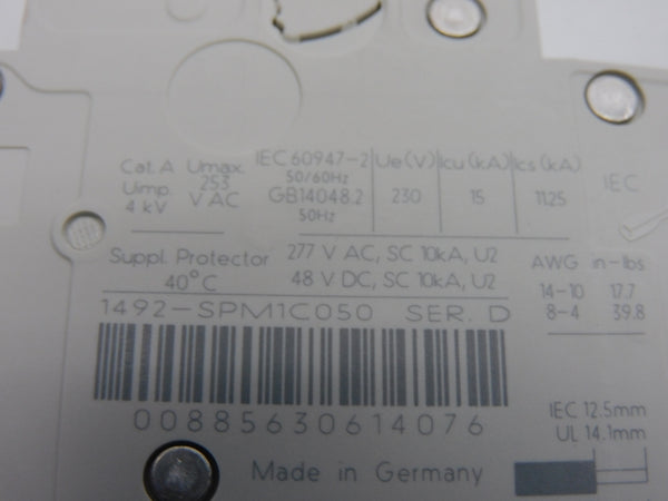 ALLEN BRADLEY 1492-SPM1C050 SER. D 277VAC 5A (PKG OF 2) NSMP