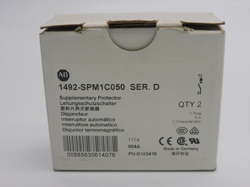 ALLEN BRADLEY 1492-SPM1C050 SER. D 277VAC 5A (PKG OF 2) NSMP