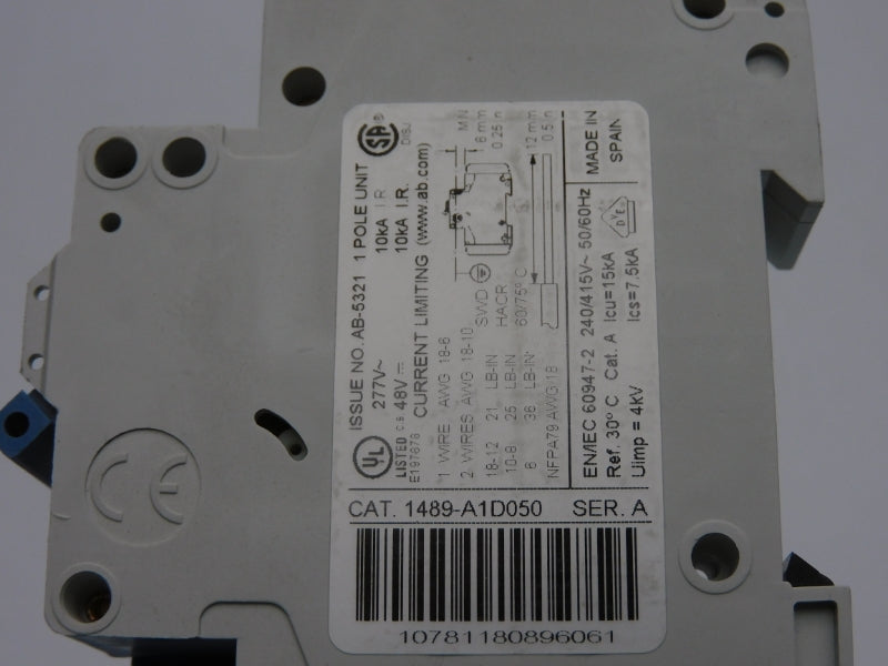 ALLEN BRADLEY 1489-A1D050 SER. A 277V 5A NSNP