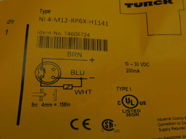 TURCK NI4-M12-RP6X-H1141 T4606724 10-30VDC NSNP