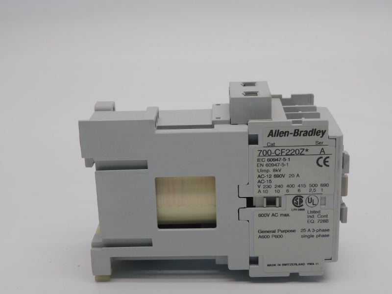 ALLEN BRADLEY 700-CF220ZA SER. A 220VDC 20A (BR/WH) NSMP