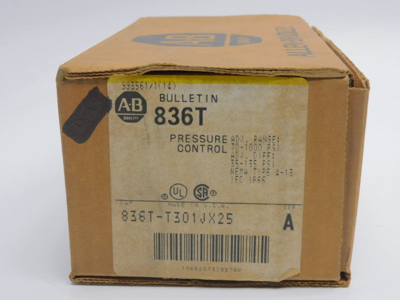 ALLEN BRADLEY 836T-T301JX25 SER. A 120-600VAC 60A 35-135PSI (BR/YL) NSMP