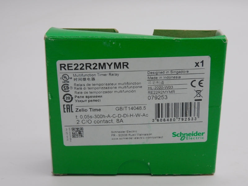 SCHNEIDER ELECTRIC RE22R2MYMR 24-240VAC 8A 0.05S-300H (GREEN) NSMP