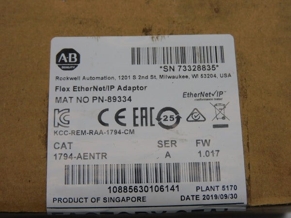 ALLEN BRADLEY 1794-AENTR SER. A F/W 1.017 DATE: 2019 NSFS