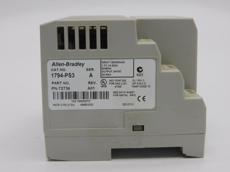 ALLEN BRADLEY 1794-PS3 SER. A REV. A01 120/230VAC 3A (AS PICTURED) UNMP