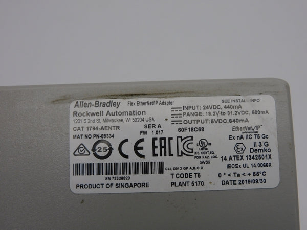ALLEN BRADLEY 1794-AENTR SER. A F/W 1.017 24VDC UNMP
