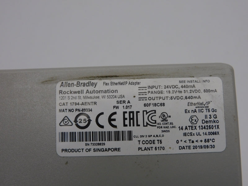 ALLEN BRADLEY 1794-AENTR SER. A F/W 1.017 24VDC UNMP