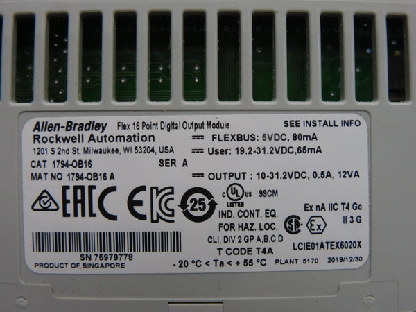 ALLEN BRADLEY 1794-OB16 SER. A 10-31.2VDC 0.5A NSNP