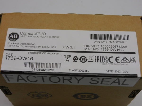 ALLEN BRADLEY 1769-OW16 SER. A F/W 3.1 VER. 05 DATE: 2022 NSFS