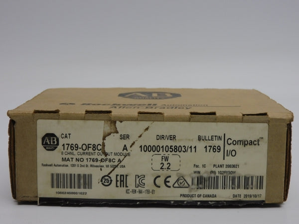 ALLEN BRADLEY 1769-OF8C SER. A F/W 2.2 VER. 11 24VDC NSMP