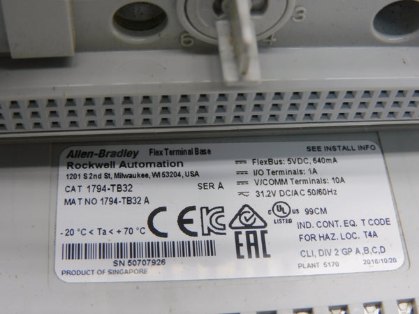 ALLEN BRADLEY 1794-TB32 SER. A 31.2V 10A NSNP