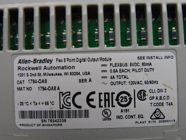 ALLEN BRADLEY 1794-OA8 SER. A 120VAC 4A NSNP