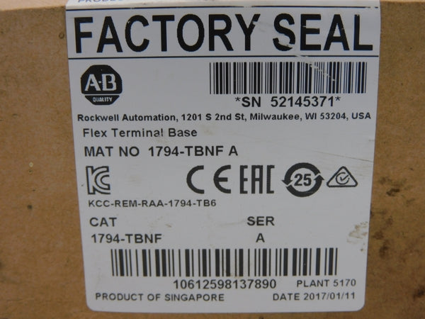 ALLEN BRADLEY 1794-TBNF SER. A DATE: 2017 NSFS