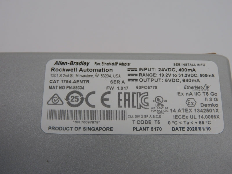 ALLEN BRADLEY 1794-AENTR SER. A F/W 1.017 24VDC NSMP