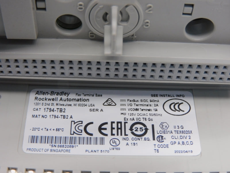 ALLEN BRADLEY 1794-TB2 SER. A 125V 10A NSMP
