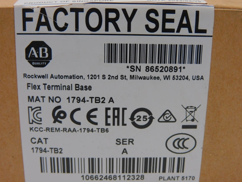 ALLEN BRADLEY 1794-TB2 SER. A 125V 10A NSMP
