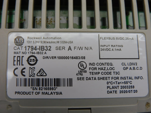 ALLEN BRADLEY 1794-IB32 SER. A VER. 08 24VDC UNMP