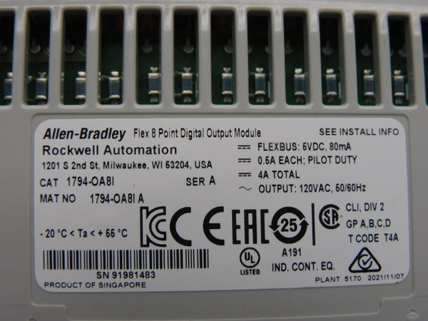 ALLEN BRADLEY 1794-OA8I SER. A 120VAC 4A NSMP
