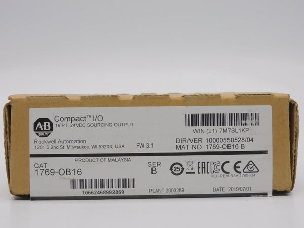 ALLEN BRADLEY 1769-OB16 SER. B F/W 3.1 VER. 04 24VDC 8A NSMP