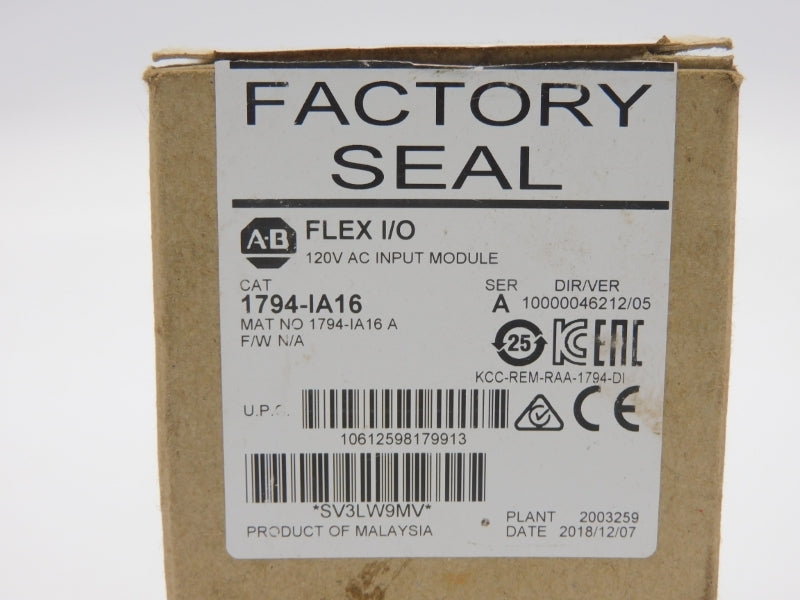 ALLEN BRADLEY 1794-IA16 SER. A VER. 05 120VAC NSMP