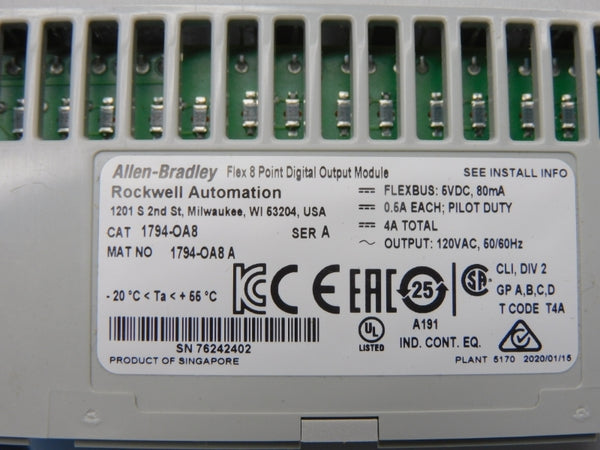 ALLEN BRADLEY 1794-OA8 SER. A 120VAC 4A NSMP