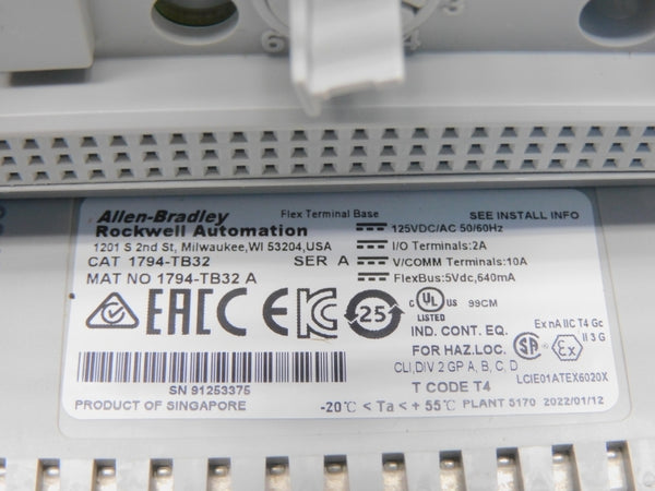 ALLEN BRADLEY 1794-TB32 SER. A 125V 10A UNMP