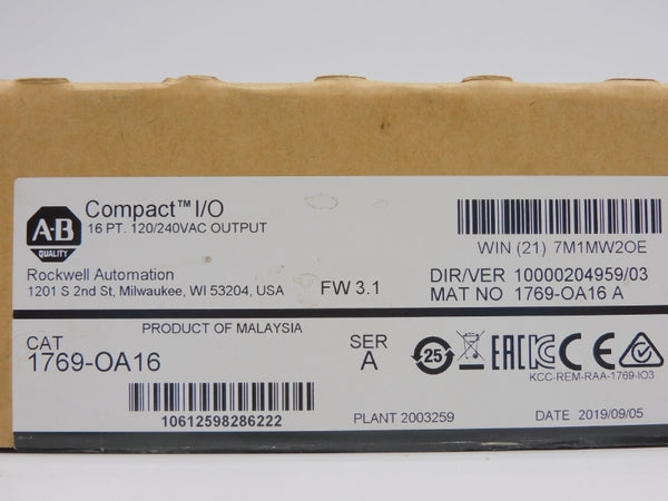 ALLEN BRADLEY 1769-OA16 SER. A F/W 3.1 VER. 03 120/240VAC 4A NSMP