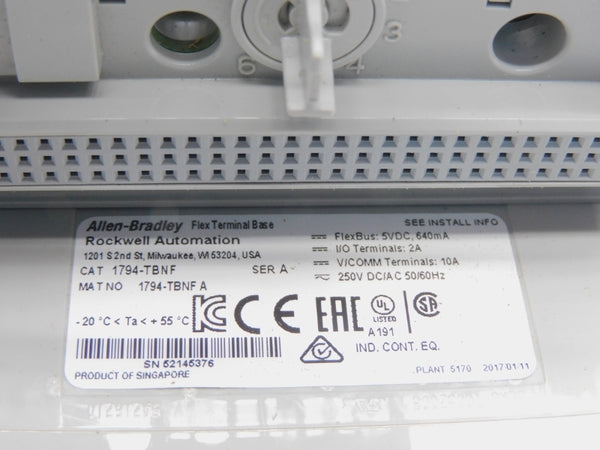 ALLEN BRADLEY 1794-TBNF SER. A 250V 10A NSNP