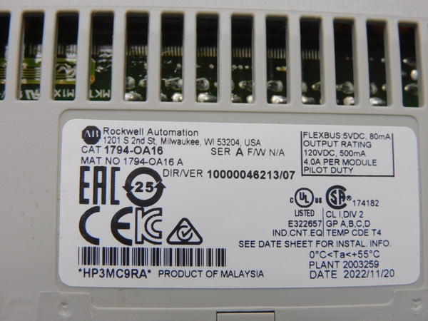 ALLEN BRADLEY 1794-OA16 SER. A VER. 07 120VDC 4.0A NSMP