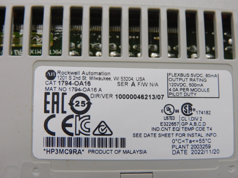 ALLEN BRADLEY 1794-OA16 SER. A VER. 07 120VDC 4.0A NSMP