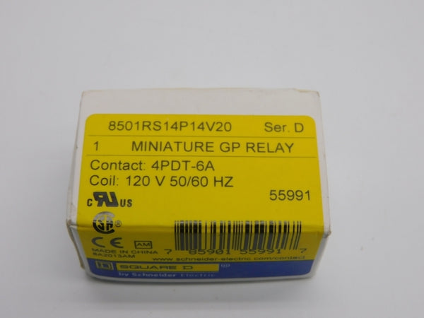 SQUARE D 8501RS14P14V20 SER. D 120V 6A NSMP