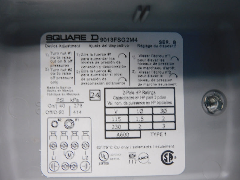 SQUARE D 9013FSG2J24M4BP SER. B 230V 60PSI NSMP