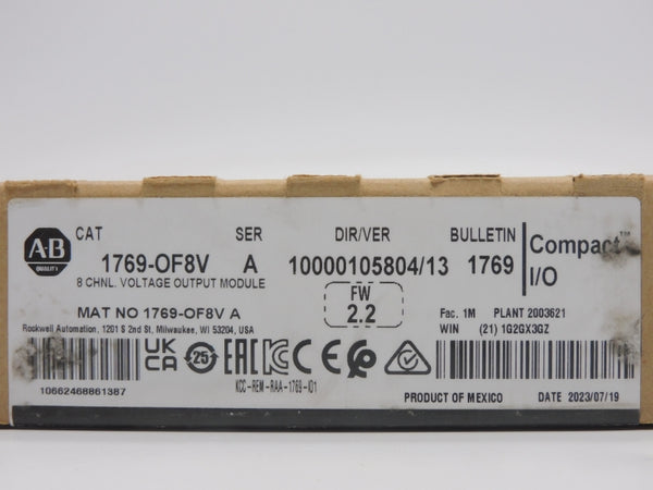 ALLEN BRADLEY 1769-OF8V SER. A F/W 2.2 VER. 13 DATE: 2023 NSFS