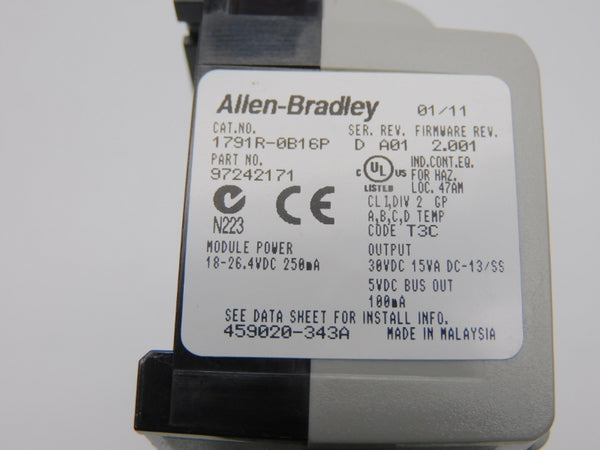 ALLEN BRADLEY  1791R-0B16P SER. D F/W 2.001 REV. A01 30VDC UNMP